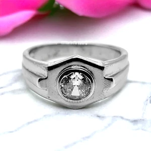 Anillo vintage de piedra preciosa cúbica de circonia de plata 925 creado en laboratorio - Imagen 1 de 10
