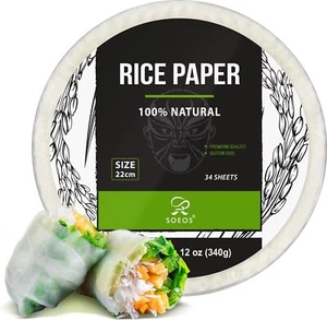 Papel de arroz, envoltorios de papel de arroz blanco, 1 paquete, 34 hojas - rollo de primavera fresco Wr... - Imagen 1 de 3