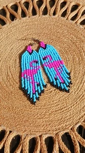 Animal Lover Handmade Earrings Nature Seed Bead Earrings Flamingo Drop Earrings - Picture 1 of 8
