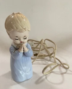 Vintage Praying Girl in Blue Dress Figurine Night Light 5” With Cord - Japan - Picture 1 of 8