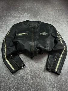 VINTAGE STREETWEAR JAPANESE LEATHER RACING JACKET 90S Y2K - Picture 1 of 8