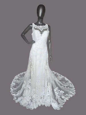 Белое кружевное свадебное платье с иллюзией лиф с открытой спиной - Morilee Madeline Gardner - Изображение 1 из 4