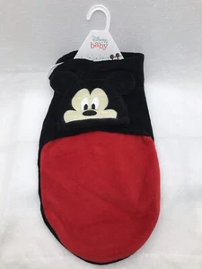Disney Baby Mickey Mouse Boys Swaddle Sac & Beanie Hat Set Black Red 0-3 Months - Picture 1 of 10