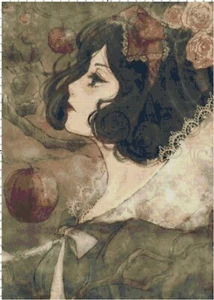 Gothic Snow White & Apple Fan Art Cross-Stitch Pattern Chart Needlepoint - Picture 1 of 1