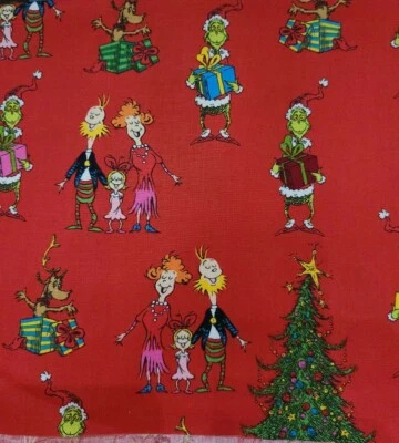 Fabric square 2pc 10"×10" How the grinch stole Christmas 100% Cotton DiY mask   - Image 1 of 2