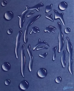 Geschenk es! 3D Wassertropfen-Effekt JESUS CHRIST von Cleetus 12"" x 14"" Leinwanddruck NEU - Bild 1 von 3