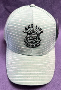 New w/Tags Lake Life - Lake Of The Ozarks Aqua/White Striped Adjustable Hat - Picture 1 of 14