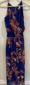 Sweet Storm Sleeveless Smocked Waist Slit Flare Leg Floral Flowy Jumpsuit Size M - Picture 1 of 10