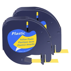 2PK Compatible for Dymo LetraTag 100H 91332 Yellow Label Cartridge Tape 1/2 in - Picture 1 of 11