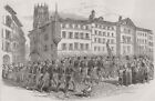 SWITZERLAND. Sonderbund war. the Federal troops entering Fribourg 1847 print