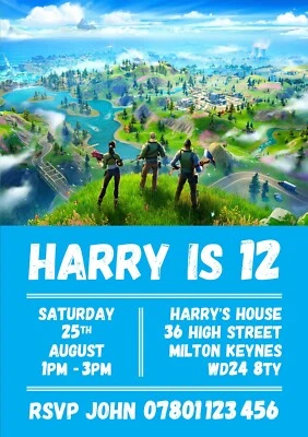 Fortnite Digital Birthday Party Invitations - Personalised Invite - Image 1 of 4