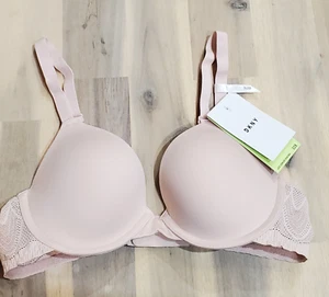 DKNY Lace Comfort Underwire Demi Bra in Blush Size 32B - Picture 1 of 6