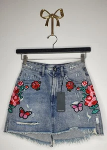 ONE TEASPOON SKIRT WITH PATCHES, ROCKY 2020, SIZE 25, BRAND NEW WITH TAGS - Picture 1 of 11