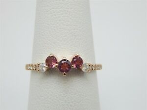 SOLID ROSE 14K GOLD GENUINE .30 TCW PINK TOURMAILINE RING SIZE: 6