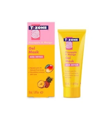 T-ZONE Pineapple & Mango AHA Detox Gel Mask 50ml Exfoliates Smooths Hydrates - Image 1 of 4
