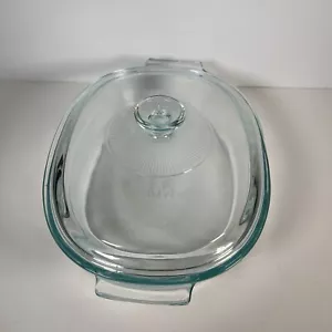 Pyrex 2,5 qt Ovaler Bräter mit Deckel Eisblaue Glasur 702 - Bild 1 von 6
