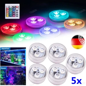 5Stk Poolbeleuchtung Unterwasser Licht RGB LED Wasserdichte Mit Fernbedienung - Bild 1 von 12