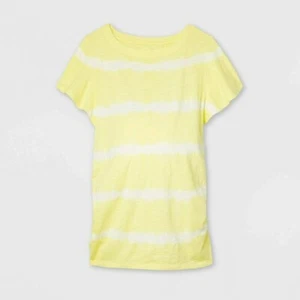 Isabel Maternity Yellow, Ruched Tie-Dye Flutter Short Sleeve Knit Top, XS (NWOT) - Picture 1 of 3