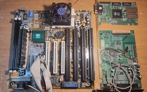 Jetway J-571B + AMD-K5 PR166 + 32MB Ram + VGA SIS + Souond Opti + Cables - Picture 1 of 13