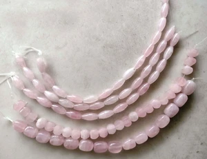 Rose Quartz Bead Mix  8" Strands  14x7mm Rice / 14x10mm Nugget / 5x8mm Cushion - Picture 1 of 2