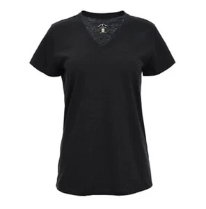 Blue Mountain YKL-9072 Women's Short-Sleeve V-Neck T-Shirt Black, XL - Picture 1 of 5