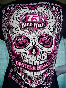 bIKE WEEK 75TH DIA DE LOS MUERTOS DAYTONA BEACH 2016 BLUE SH SLV TEE XL neocurio - Picture 1 of 5