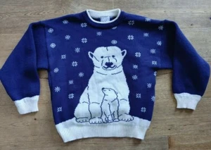 Vintage Childrens Polar Bear Print Sweater Size 14/16 Made In Israel Read Descri - Picture 1 of 8