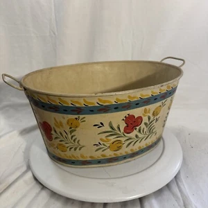 Vintage großer Kreamer handbemalter Eimerkorb mit Griffen - Bild 1 von 12