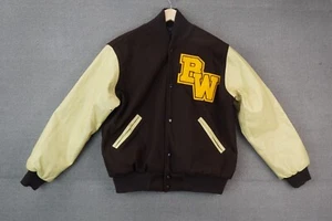 Vintage Varsity Athletic Wool/Leather Letterman Jacket Snap Up Size XS USA - Picture 1 of 6