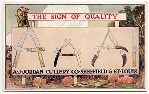 Postal publicitaria rara de A-J-Jordan Cutlery Co.-Sheffield & St Louis - Imagen 1 de 2