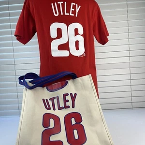 Philadelphia Phillies Chase Utley Tote Bag and Youth Sz Large T Shirt 14x14" Bag - Picture 1 of 20