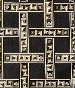 1.5 Yard Black  Gold Chenille Upholstery Brocade Jacquard Fabric 50” width - Picture 1 of 4