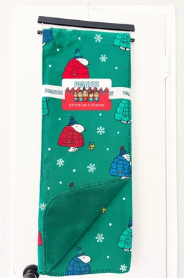 Reversible Peanuts Snoopy Puffer Jacket  & Snowflake Heavy Holiday Throw 50"x70" - Image 1 of 4