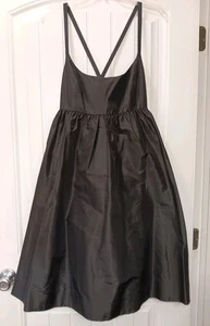 Neu mit Etikett J Crew Seide Babydoll Kleid 8 schwarz knielang Taschen Empire-Taille Party - Bild 1 von 12