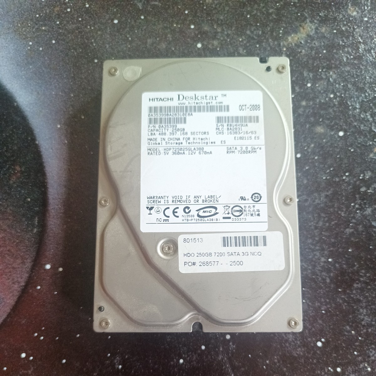 Hitachi 250GB Internal Hard Disk Drives 7200 RPM Rotation Hitachi 250GB Internal Hard Disk Drives 7200 RPM Rotation