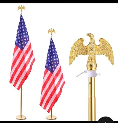 8英尺室内旗杆套件,豪华金鹰上装截面旗杆(2 件装 — 第 1/4 张图片
