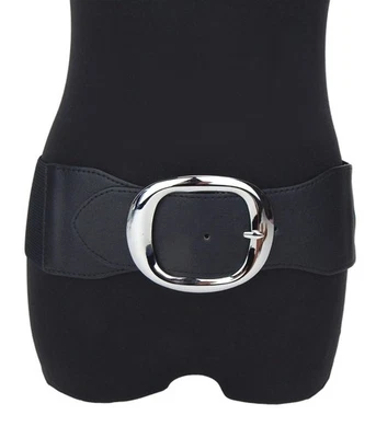 Ella Jonte breiter Stretchgürtel schwarz silber 70 - 85 cm Kunstleder Gürtel - Bild 1 von 3