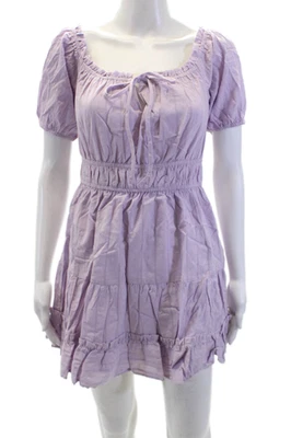 Lost + Wander Girls Boat Neck Short Sleeves Tiered  Sundress Lavender Size XS - Image 1 of 4