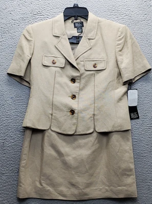 Traje falda Morgan Taylor 2 piezas para mujer 8P marrón solapa de muesca de un solo pecho Foto 1 de 4