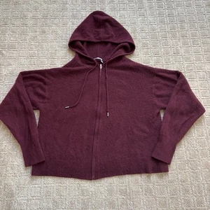 M.M. LAFLEUR The Judith Felpa con Cappuccio Maglione Cashmere Donna XL Borgogna Silenzioso Lusso - Foto 1 di 7