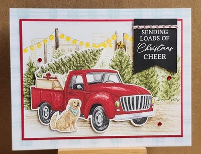 Stampin Up CAMINO A NAVIDAD * ENVÍO ALEGRÍA NAVIDAD * KIT DE TARJETAS x4-CAMIÓN-OFERTA! Foto 1 de 4