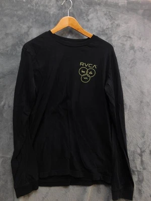 RVCA Shirt Mens Medium Black Long Sleeve Balance of Opposites Graphic Tee Logo - Image 1 of 4