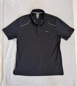 Greg Norman Men’s Golf Polo Shirt Black Diamond Print Performance Short Sleeve L - Picture 1 of 7