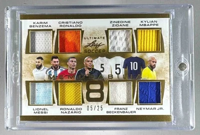 Нашивка Benzema Messi Ronaldo Zinedine Mbappe Neymar 2022 Leaf Ultimate Gold /25 - Изображение 1 из 3