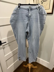 DH2 Diane Gilman Button Cuff Brushed Denim Cropped Jeans - Gr. 20W - Bild 1 von 8