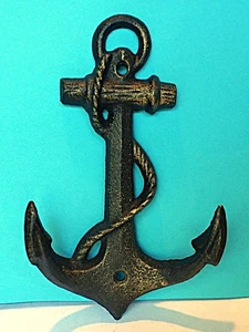 Gancho de pared doble ancla de barco hierro fundido rústico decoración náutica estilo antiguo - Imagen 1 de 3