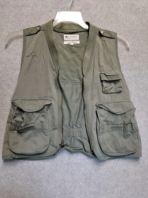vintage Columbia sportswear utility vest size Med Military green cotton nylon - Image 1 of 4