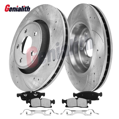 Front Drilled Rotors + Brake Pads for 2013 - 2018 2019 2020 Dodge  Durango 5 Lug Foto 1 de 4