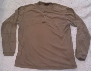 Ariat Henley Marrón Botón Crew Manga Larga Henley Manchas Arrugas LEER DESC - Imagen 1 de 12