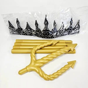 Erwachsene Ocean Sea King Schaum Silber Krone & Gold Kunststoff Dreizack Stab Cosplay Set - Bild 1 von 10